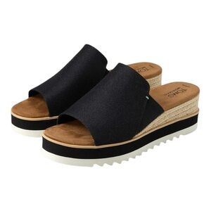 TOMS Women's Black Diana Mule Platform Slide Wedge‎ Sandals Size 7.5W